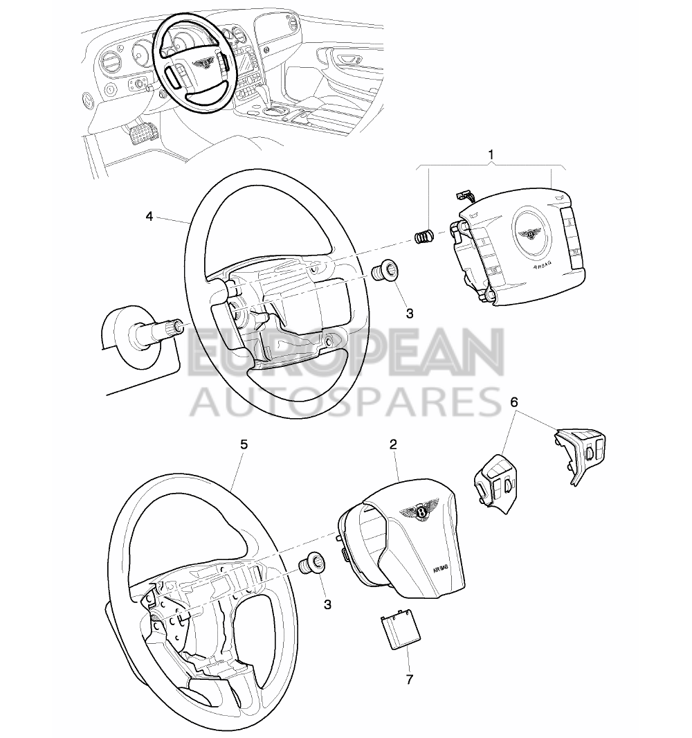 3W0880199AE-Bentley airbag unit for steering wheel ** only order for ** ** immediate installation **