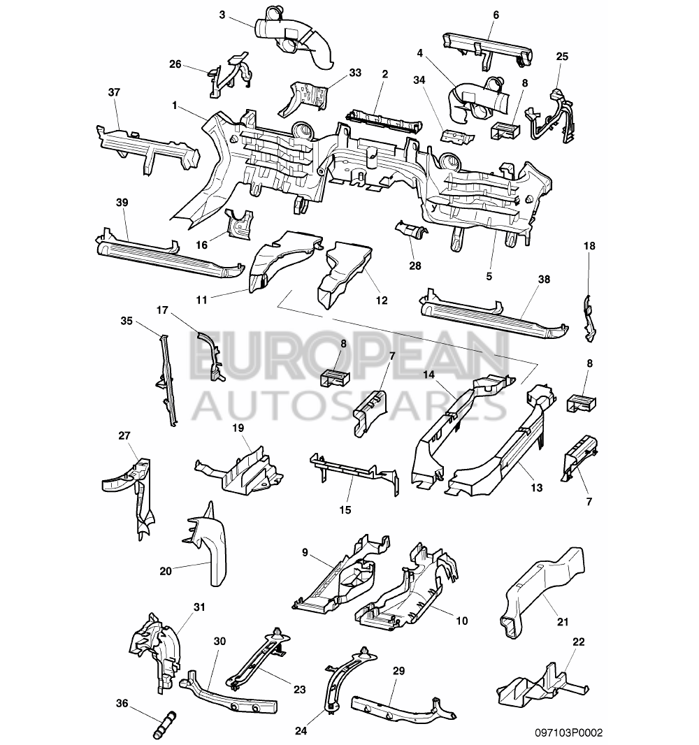 3W5971612B-Bentley AIR GUIDE CHANNEL        