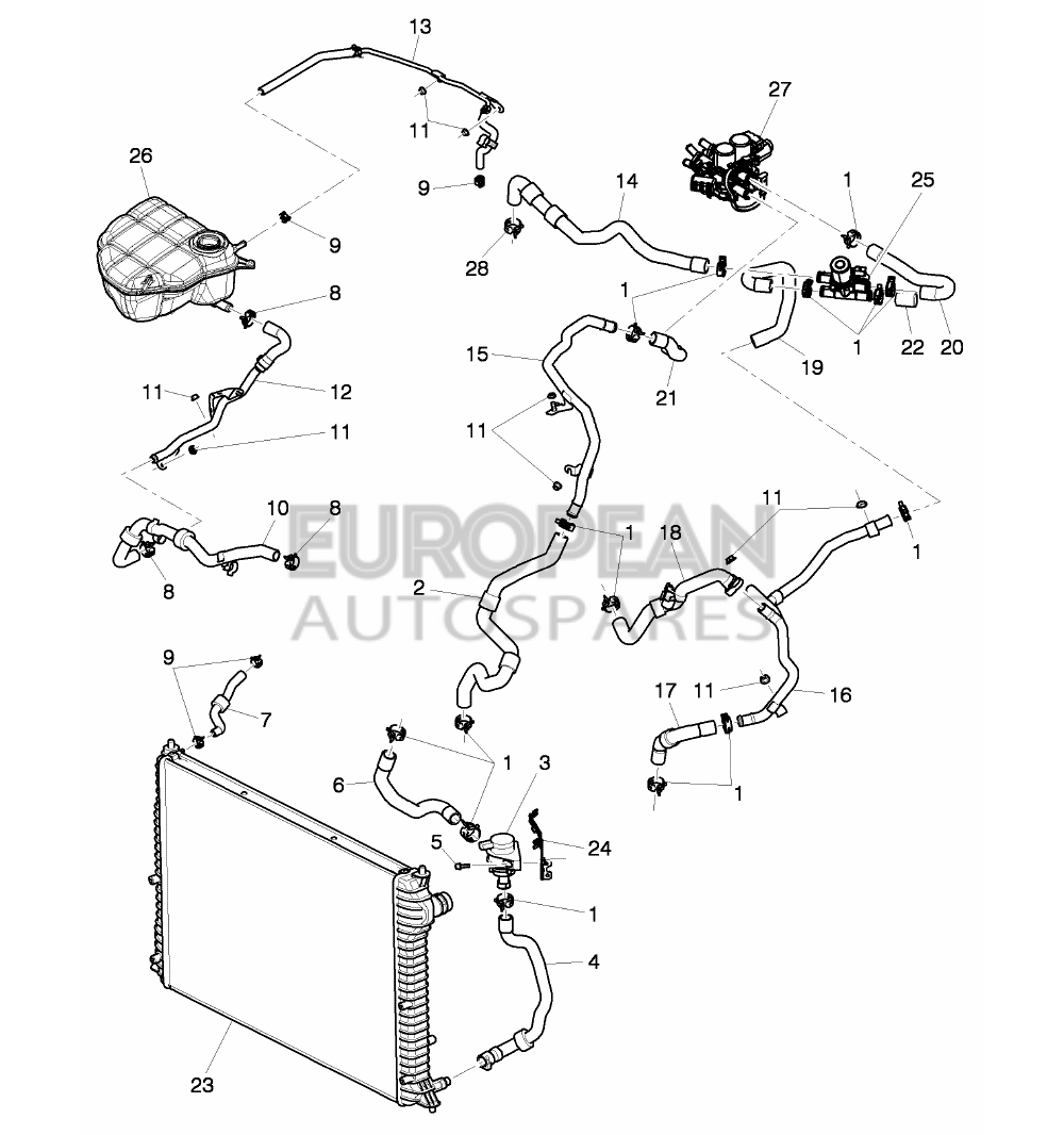 3W2121065A-Bentley COOLANT PIPE             