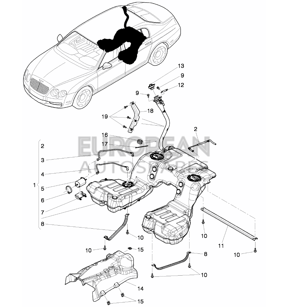 3W4201021K-Bentley FUEL TANK WITH PUMPS     