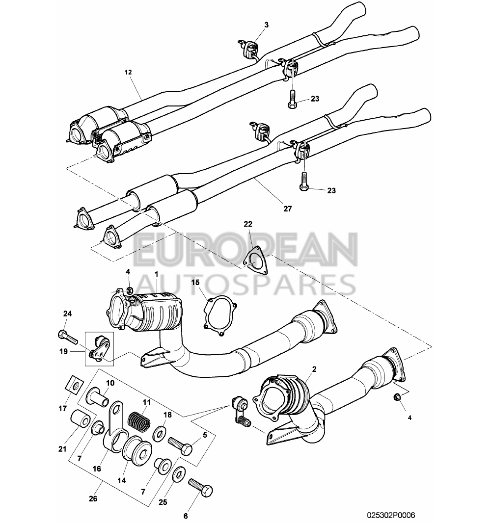 3W5254600F-Bentley EXHAUST PIPE WITH CATALYS