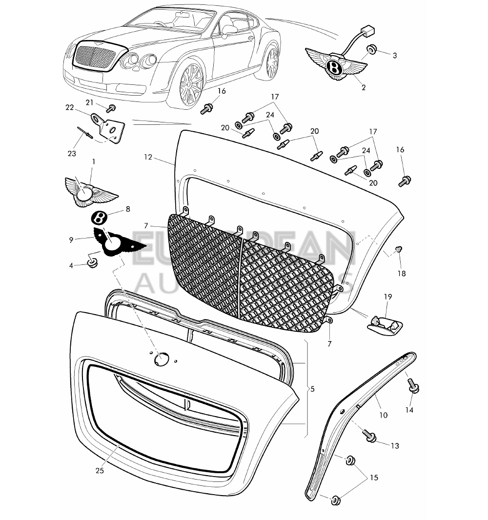 3W0853683C-Bentley RADIATOR GRILLE          