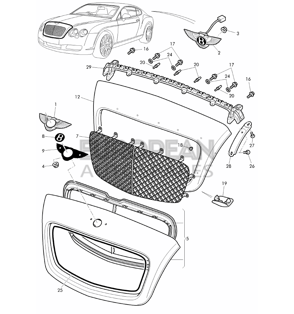 3W0853683E-Bentley RADIATOR GRILLE          