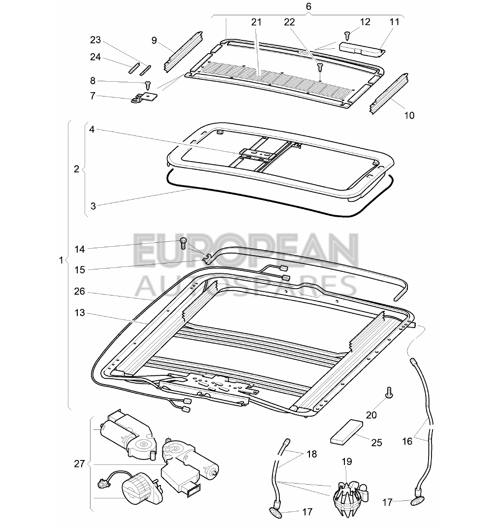 3D5877071A-Bentley GLASS SLIDING ROOF PANEL 