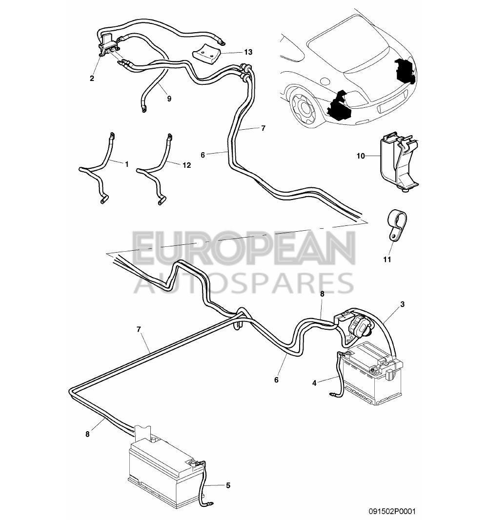 3W5971225-Bentley WIRING SET FOR BATTERY + 