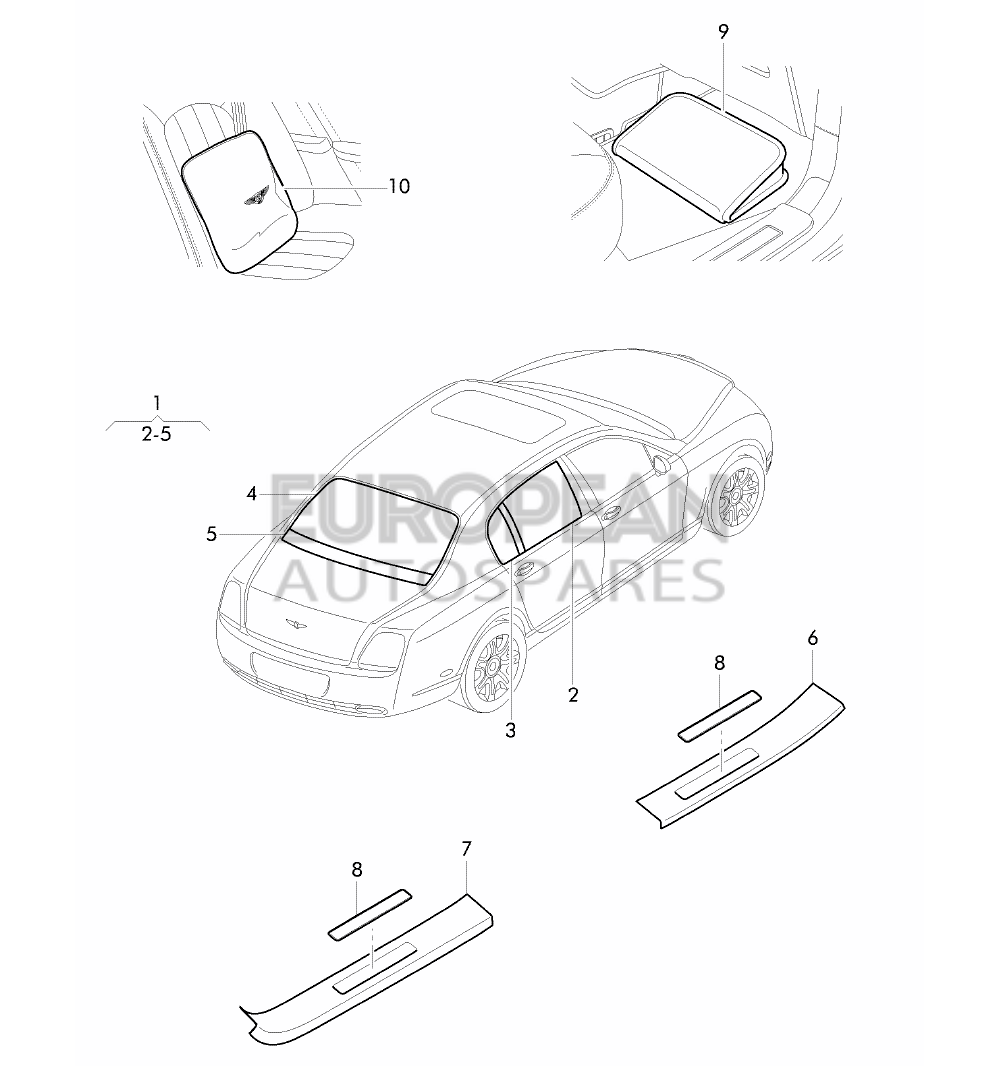 JNV845047A-Bentley rear and side window