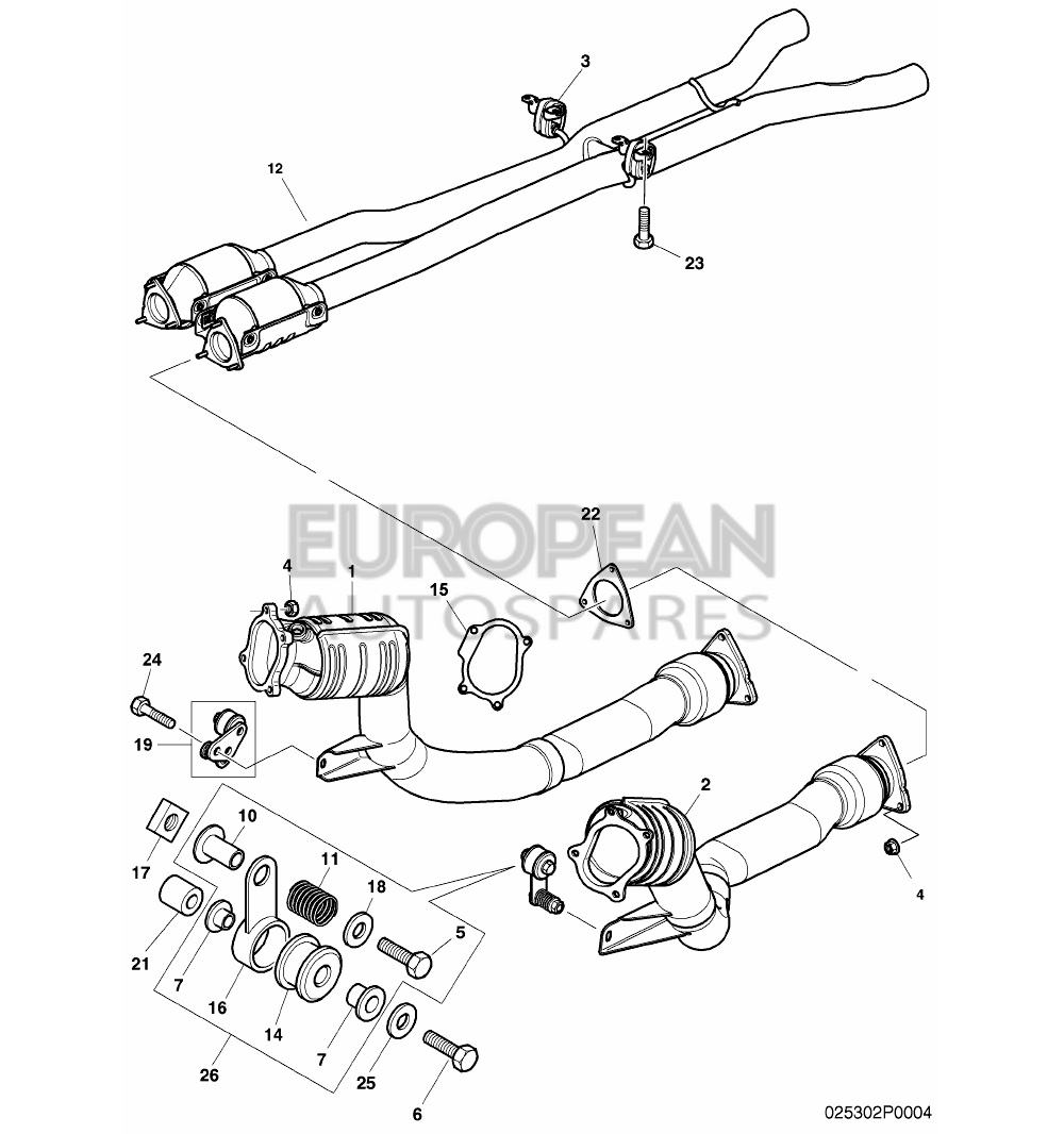 3W5253702A-Bentley EXHAUST PIPE WITH CATALYS