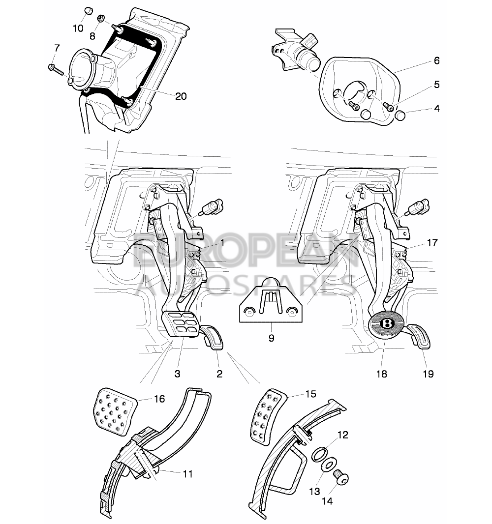 3W1723031K-Bentley BRAKE AND ACCEL. LEVER ME