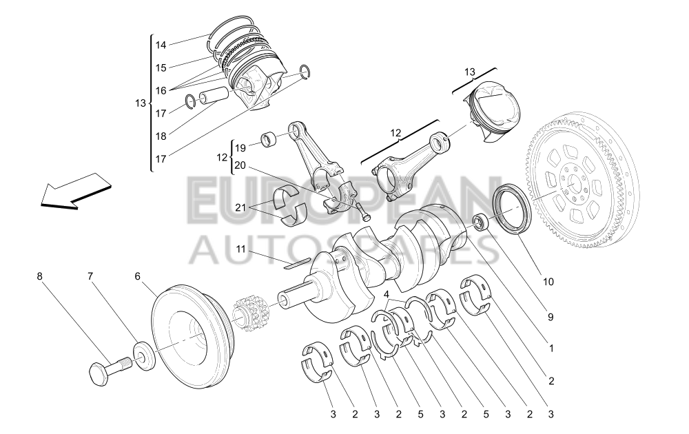 244887-Maserati CONNECTING ROD SHAFT AND CAP ASSEMBLY