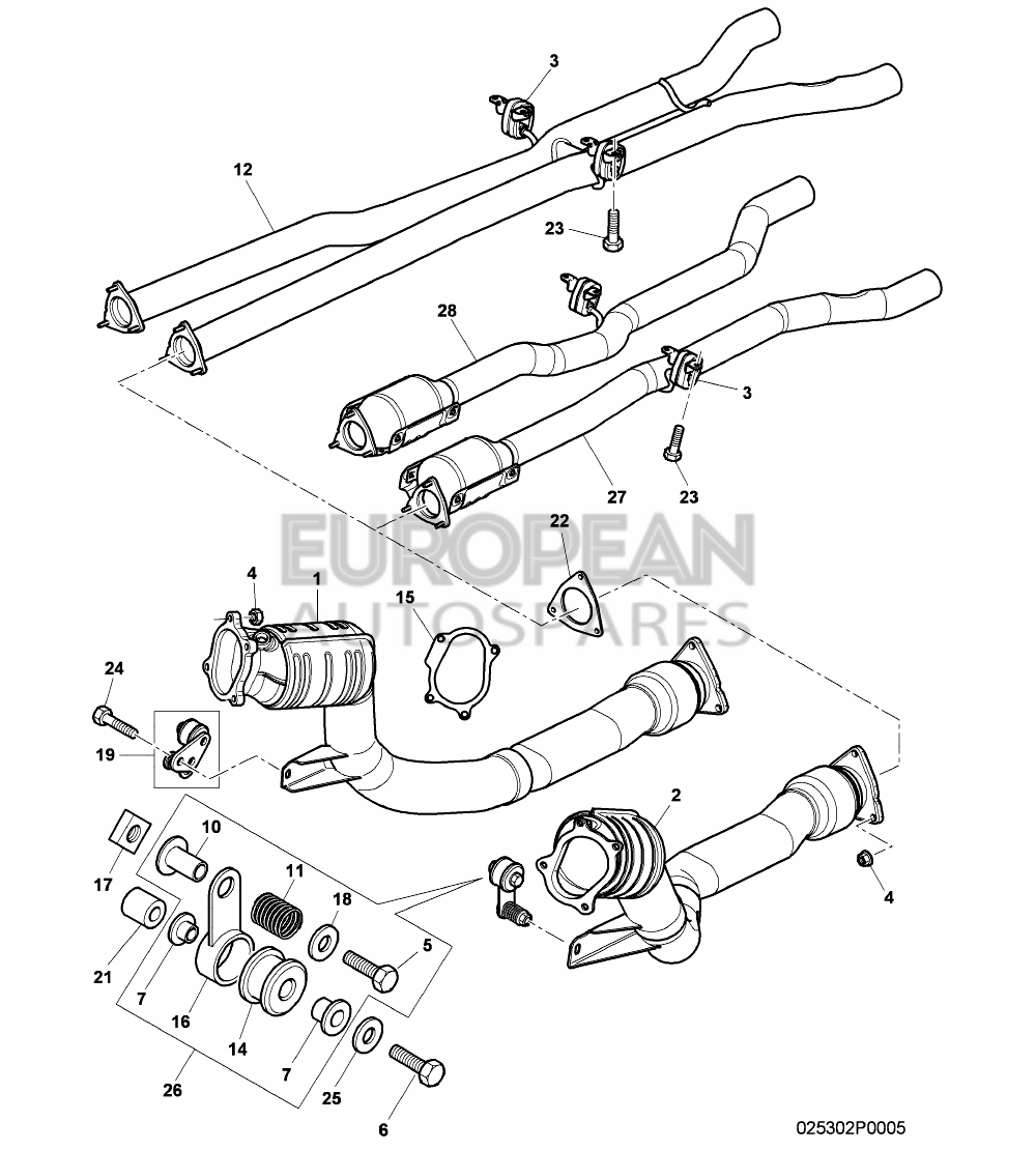 3W8254400A-Bentley EXHAUST PIPE WITH CATALYS