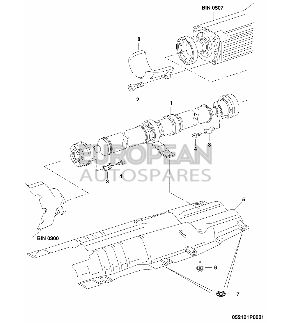 3W0521101D-Bentley PROPELLER SHAFT 2-PIECE W