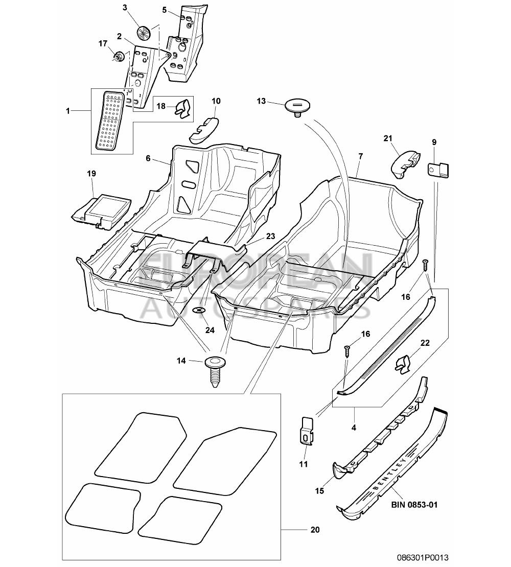 3W1863691R-Bentley 1 set floor mats 1 set =