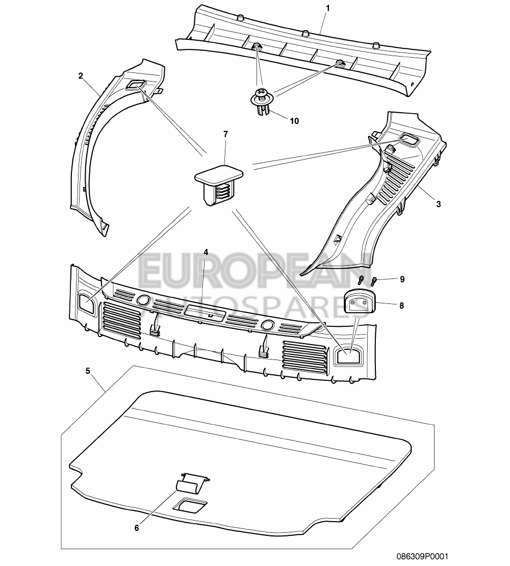 3W0863547D-Bentley COVER FOR SPARE WHEEL WEL