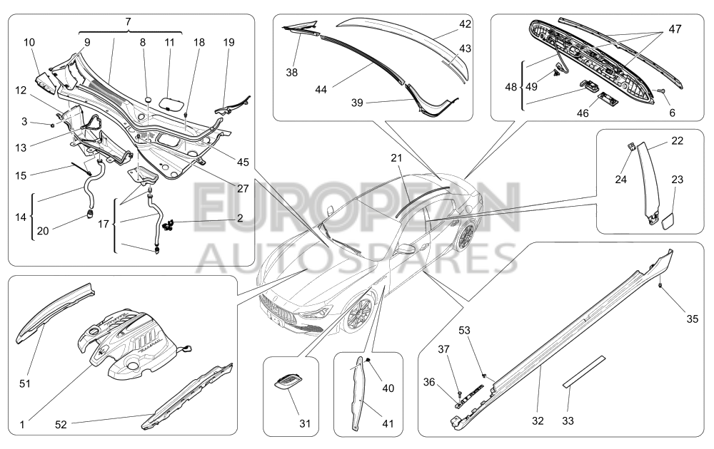 670004382-Maserati BOOT CENTRAL CABLE GUIDE COVER