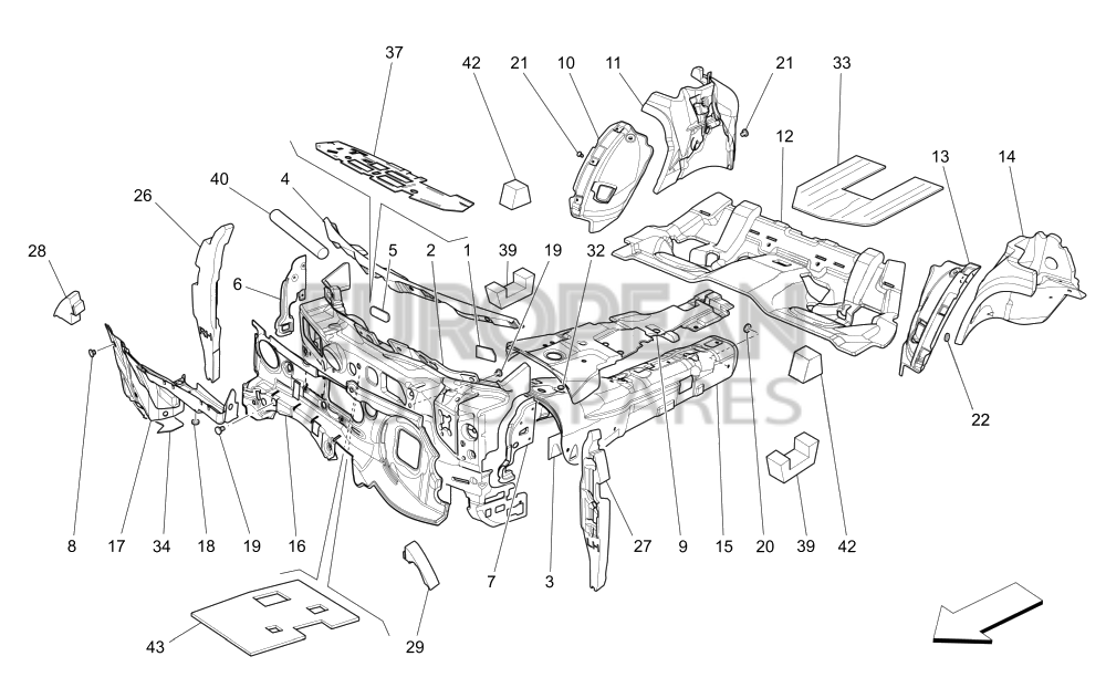 670002569-Maserati UPPER RH ENGINE COMPARTMENT INSULATION