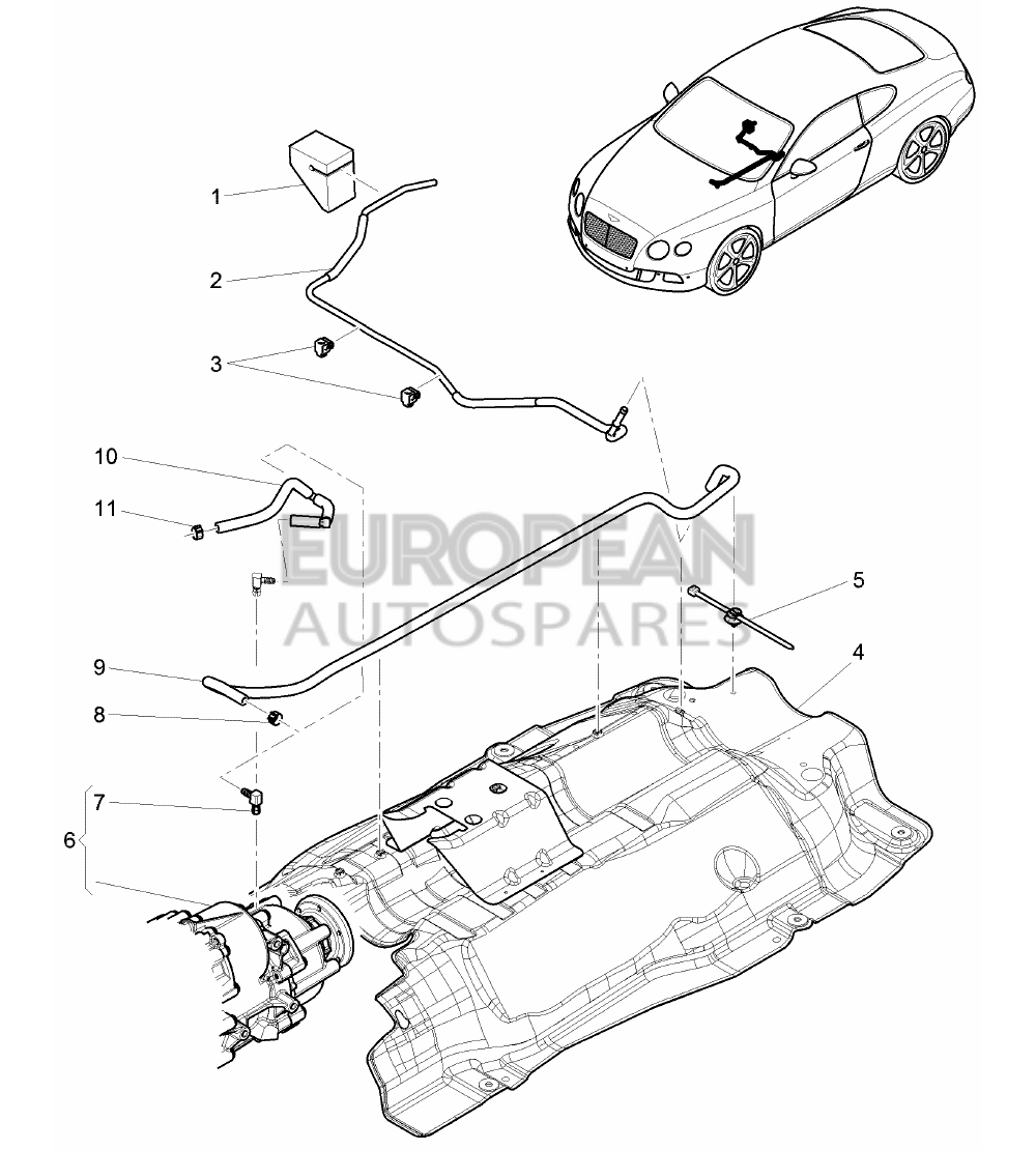 3W0301063-Bentley VENT HOSE                