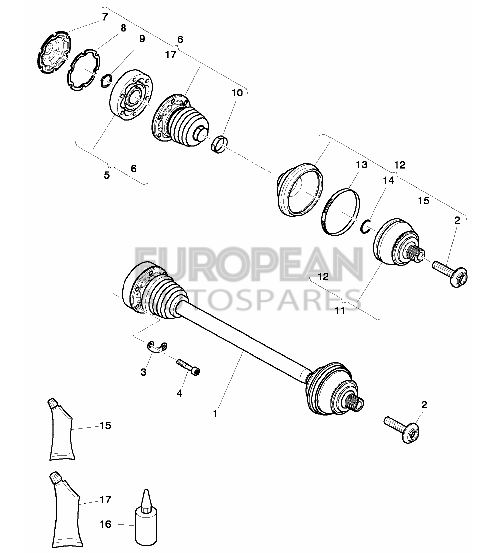 3W0501203A-Bentley DRIVE SHAFT WITH CONSTANT