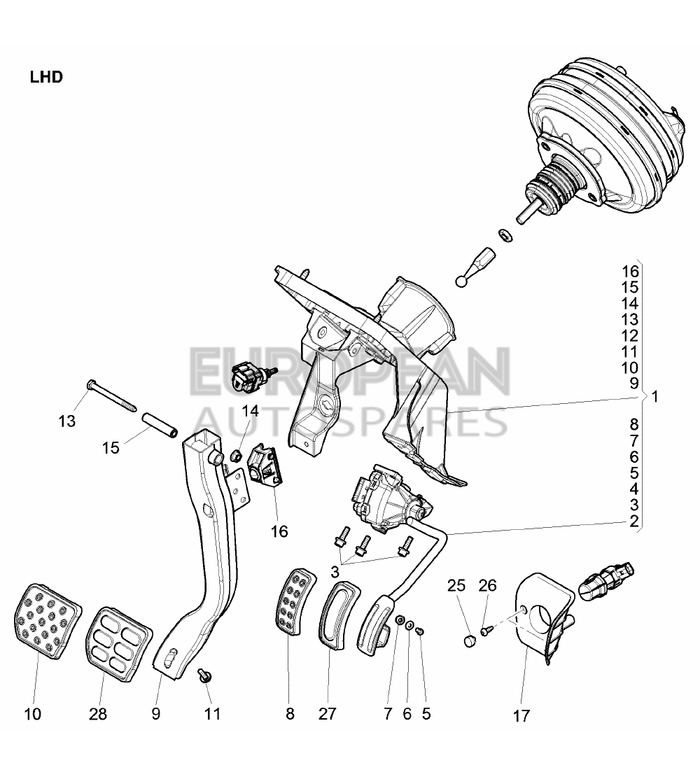 3W1723031AB-Bentley BRAKE AND ACCEL. LEVER ME