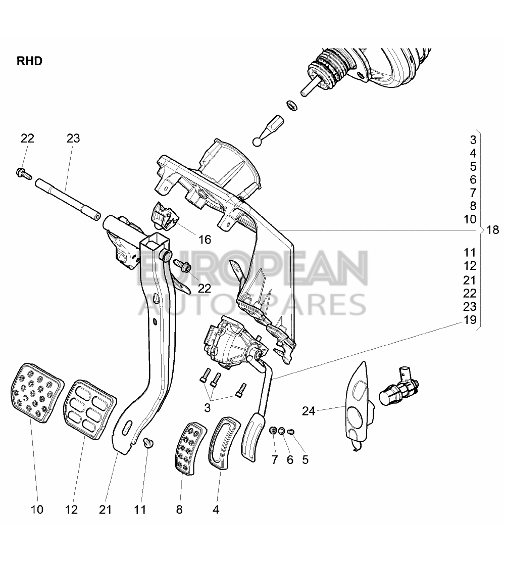 3W2723031AD-Bentley BRAKE AND ACCEL. LEVER ME