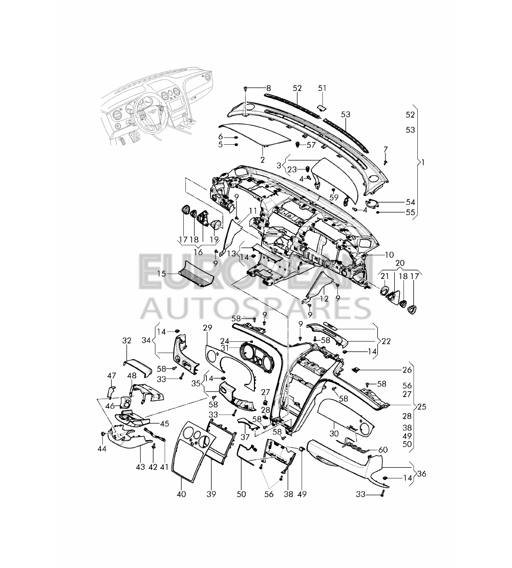 3W0858701A-Bentley TRIM FOR INSTRUMENTS     