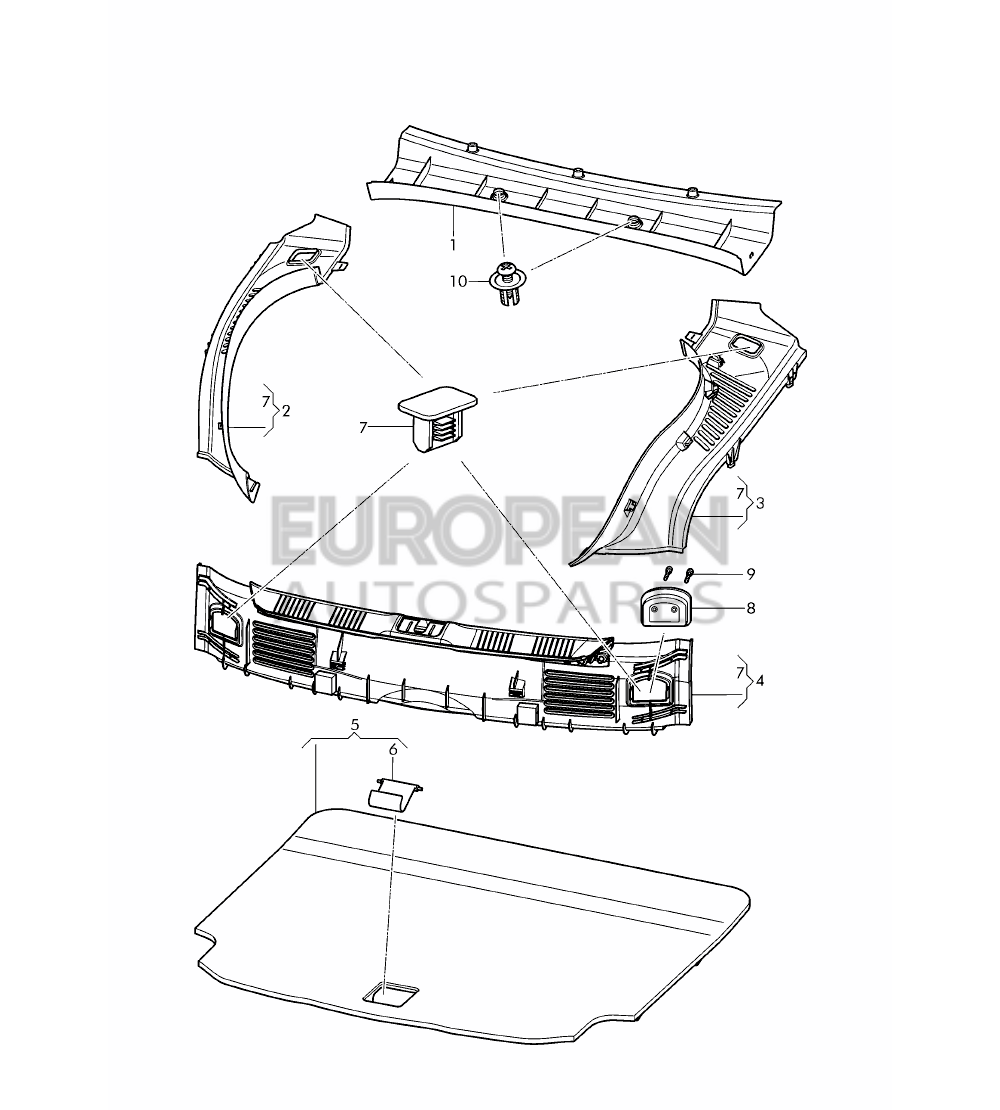 3W0863547J-Bentley COVER FOR SPARE WHEEL WEL