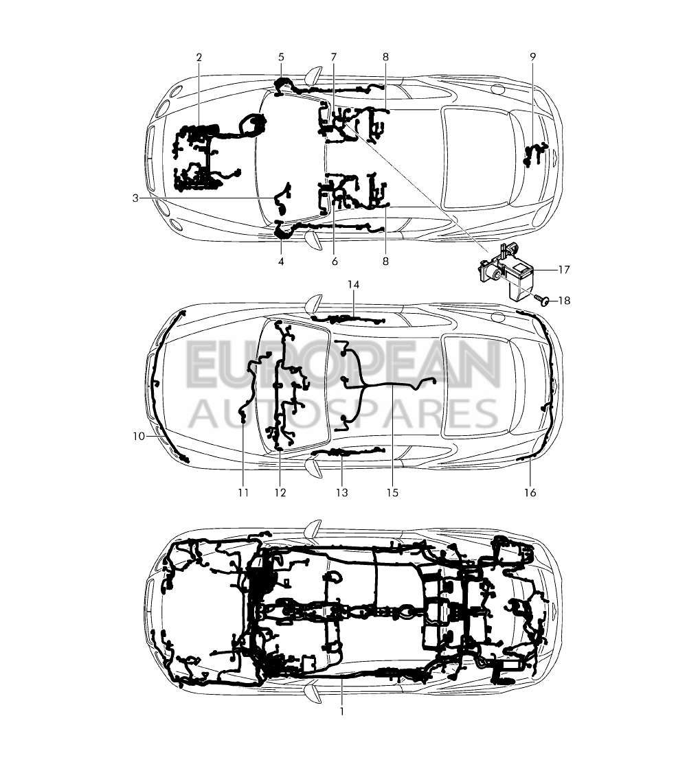 3W2971386G-Bentley SEAT FRAME WIRING HARNESS