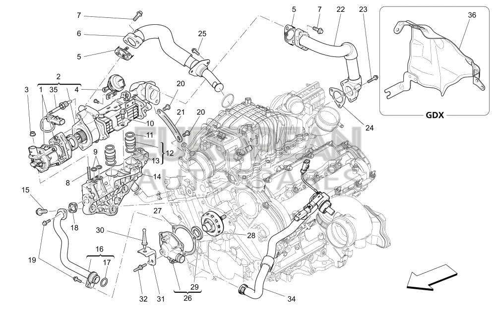 46328296-Maserati WATER DELIVERY PIPE TO EGR SYSTEM