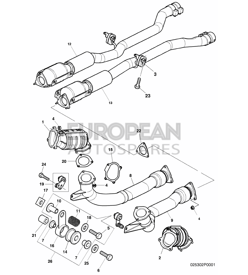 3W0254450A-Bentley CATALYST WITH MIDDLE EXHA