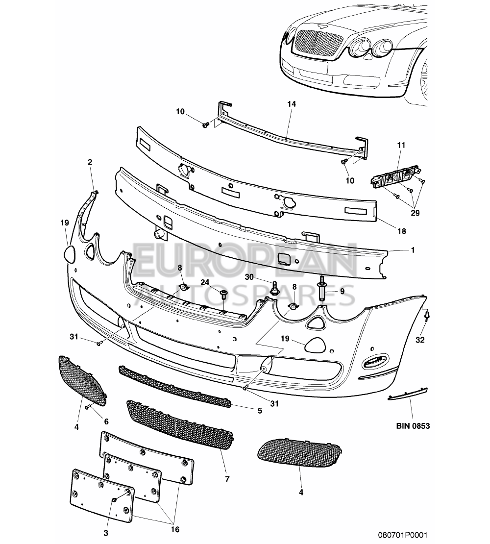 3W0807861D-Bentley RETAINING STRIP          