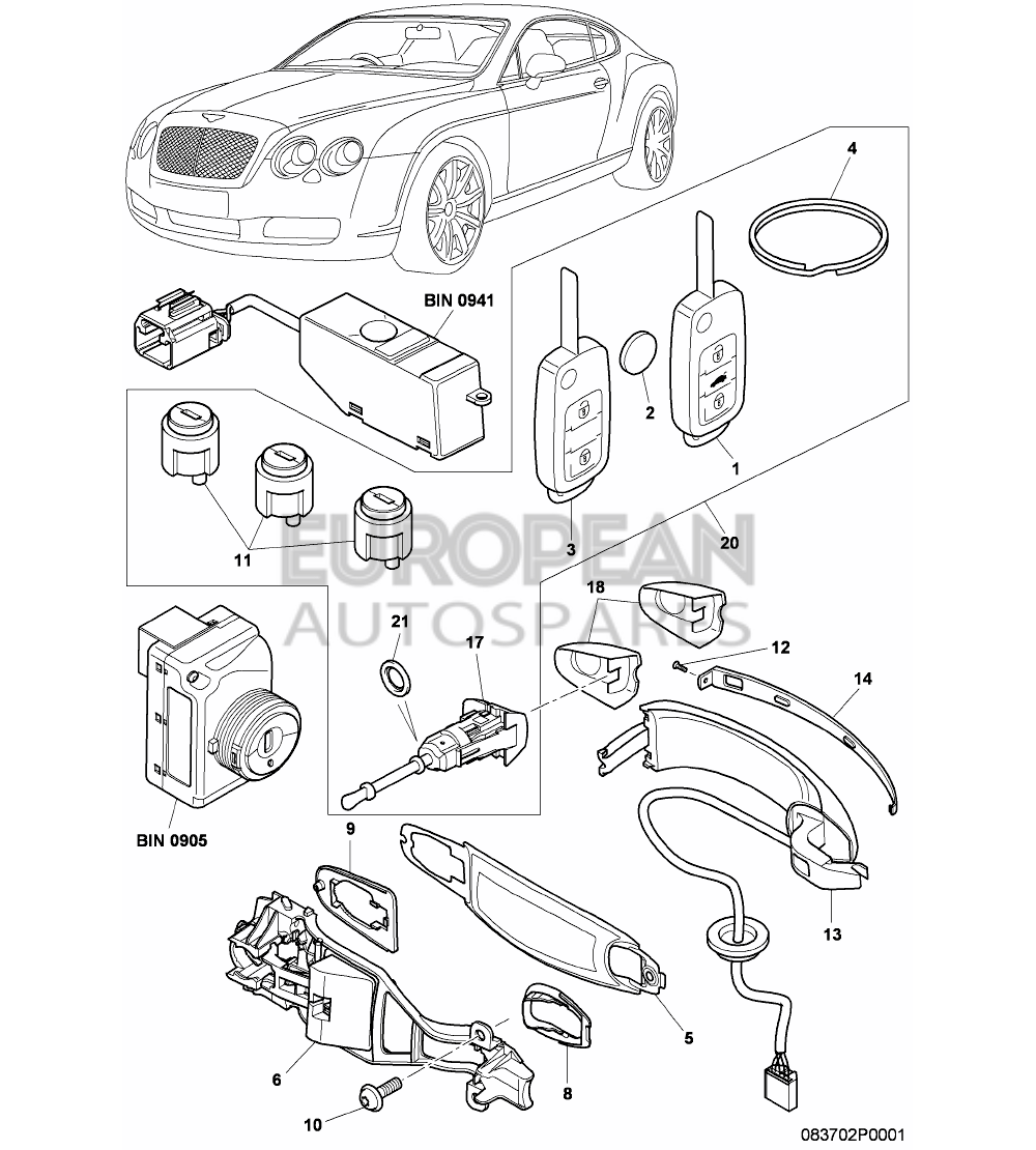 3W0800375DN-Bentley 1 SET: LOCKS             