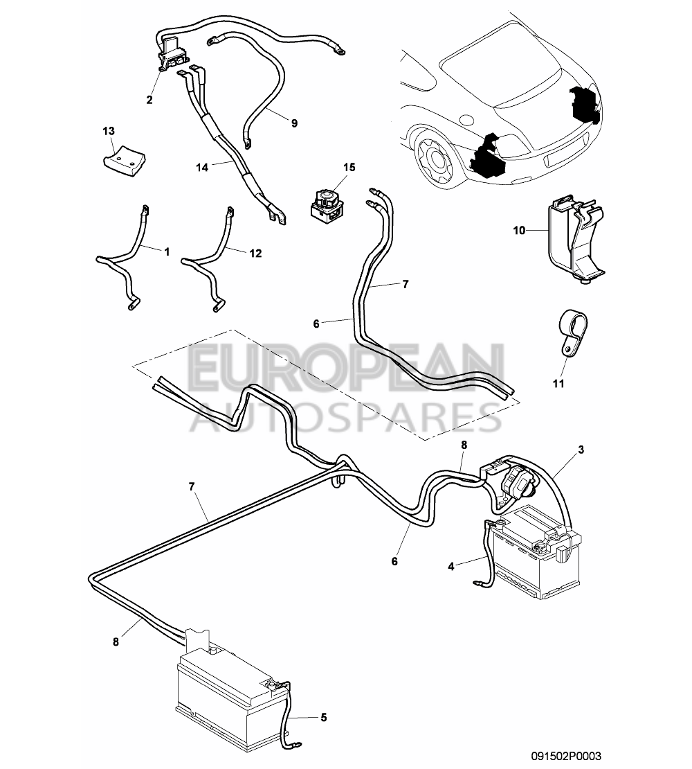 3W0971228D-Bentley WIRING SET FOR STARTER   