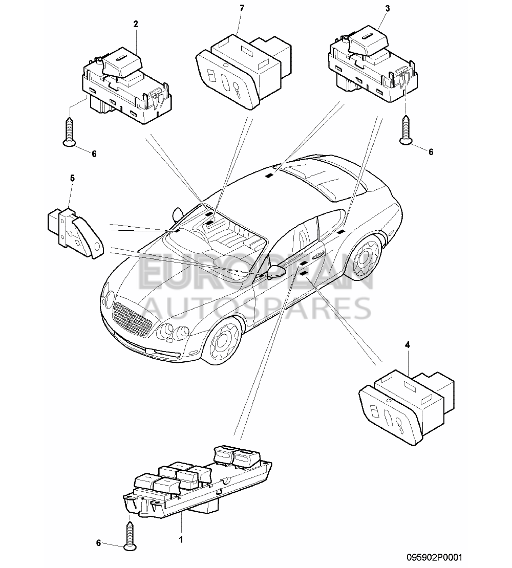 3W0959619E-Bentley SWITCH FOR AIR VENT      