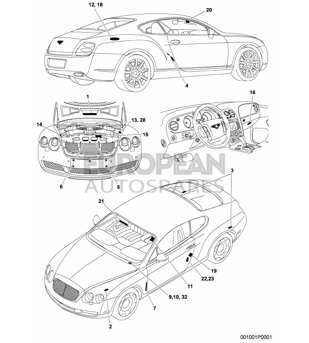 3W0010377H-Bentley STICKER   'UNLEADED FUEL 