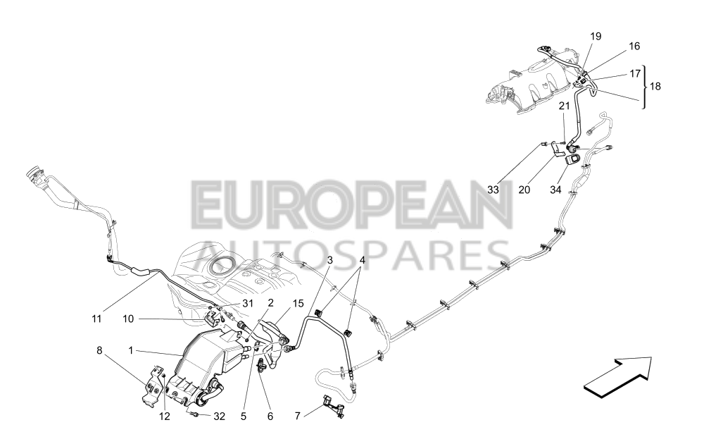 670036931-Maserati PIPE FROM FUEL VAPOUR FILTER TO UNDERFLOOR