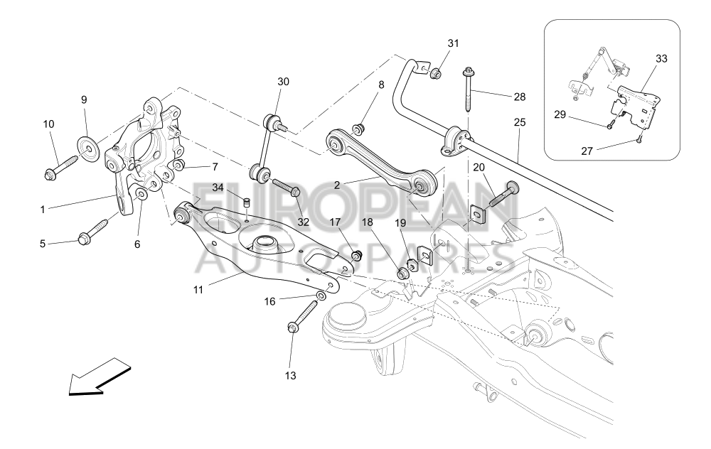 670035980-Maserati LH REAR HUB HOLDER ASSEMBLY - DUAL CAST BRAKING SYSTEM (FRONT - 360 MM) CAST-IRON (REAR - 345 MM)