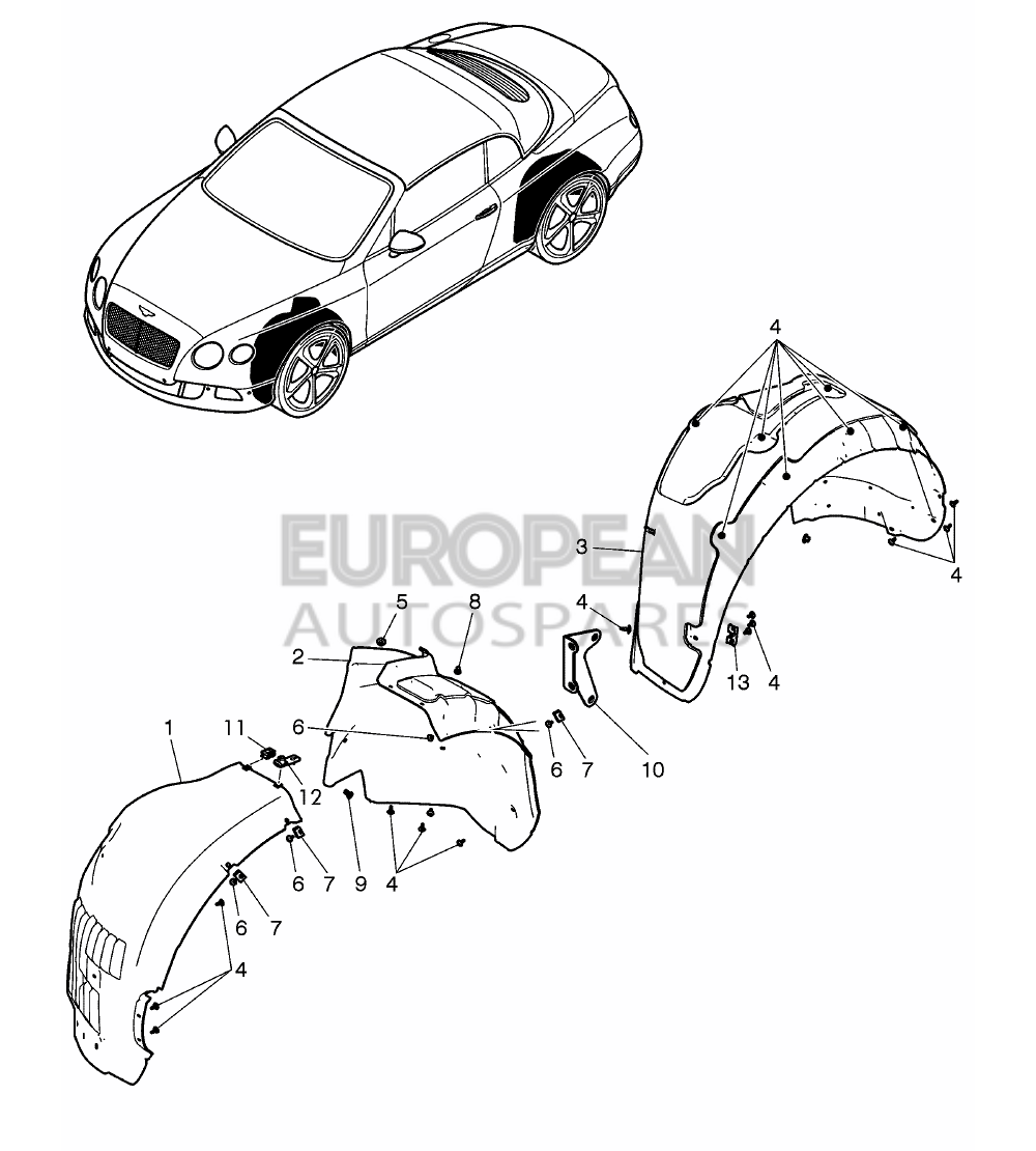 3W7810969D-Bentley WHEEL HOUSING LINER      