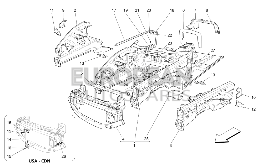 80001900-Maserati Front Bumpe Cross Member 