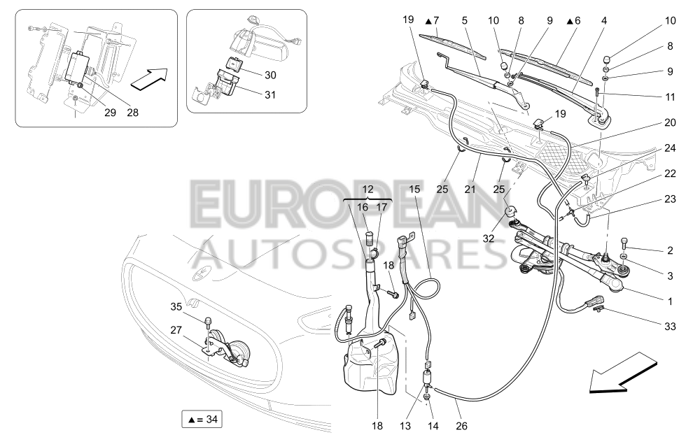 80355900-Maserati DRIVER SIDE WINDSCREEN WIPER ARM