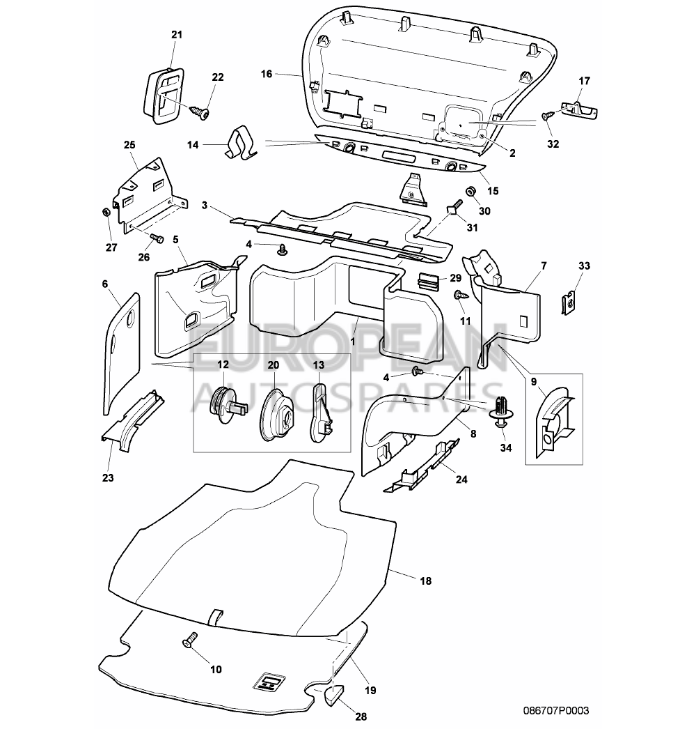 3W7867863D-Bentley BOOT UPPER TRIM PANEL    