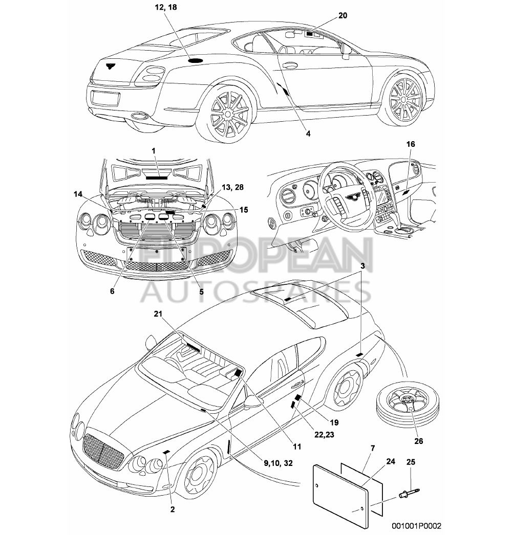 3W8010741A-Bentley LABEL FOR TYRE INFLATION 