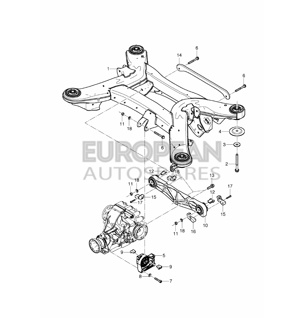 4W0505235-Bentley SUB-FRAME WITH RUBBER MOU