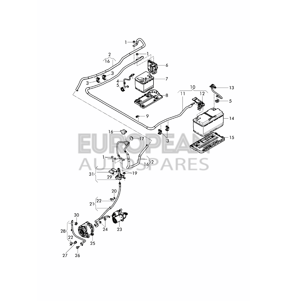 4W2971228-Bentley WIRING SET FOR BATTERY + 