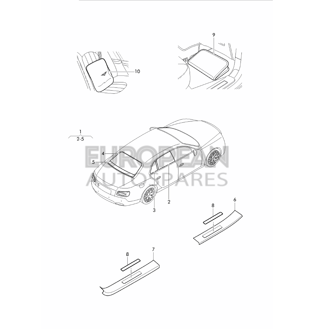 JNV857466A-Bentley rear and side window