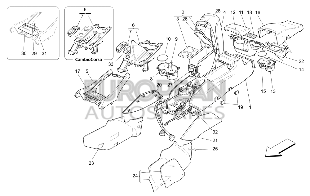 981604433-Maserati CENTRAL DASHBOARD TRIM PLATE - BLU PROFONDITA' ("PROFONDITA" BLUE) - 094083590