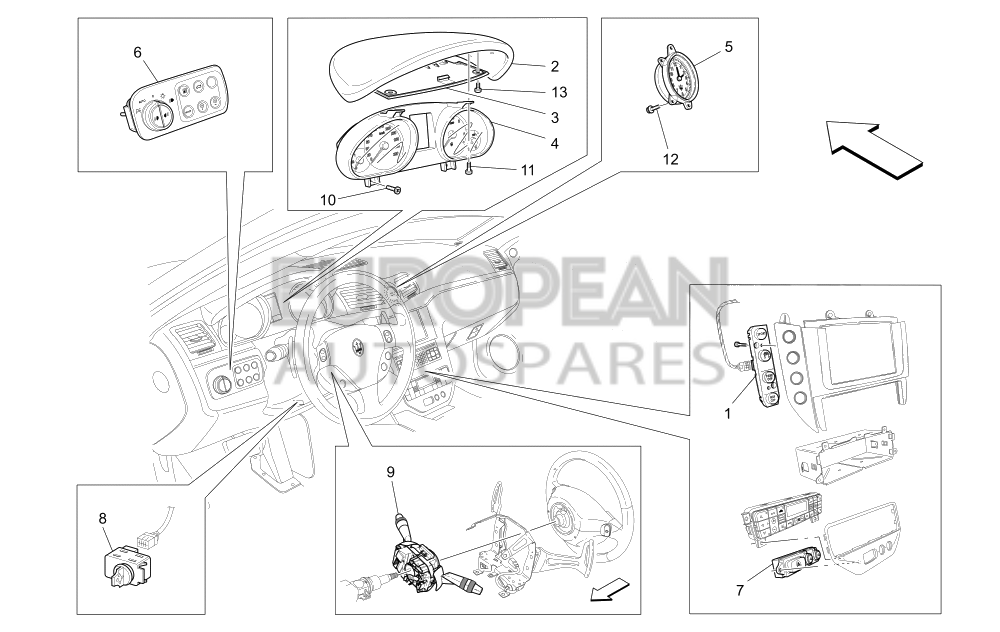 249565-Maserati INSTRUMENT PANEL ASSEMBLY