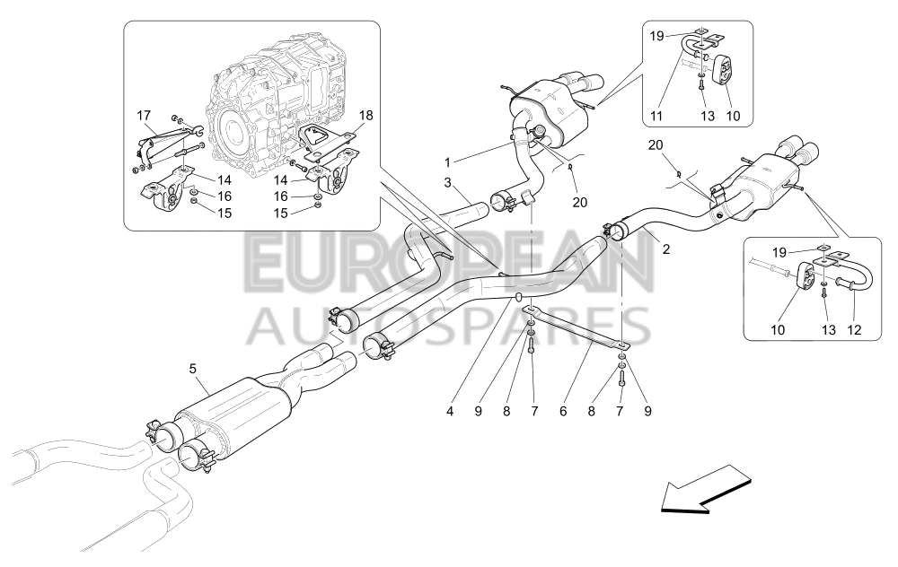 228237-Maserati LH EXHAUST EXTENSION PIPE