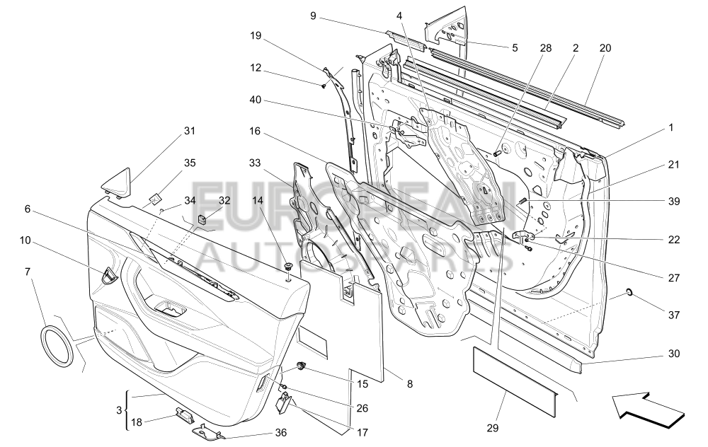 670101525-Maserati LH FRONT DOOR WATER GUARD