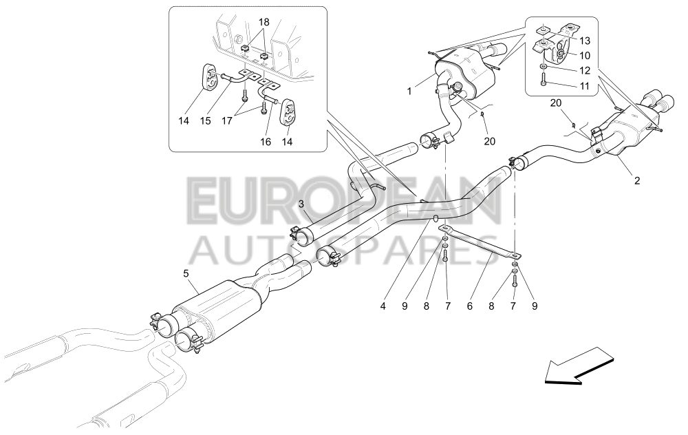 228897-Maserati RH EXHAUST EXTENSION PIPE