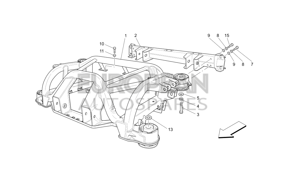 980139811-Maserati REAR SUSPENSION FRAME ASSEMBLY