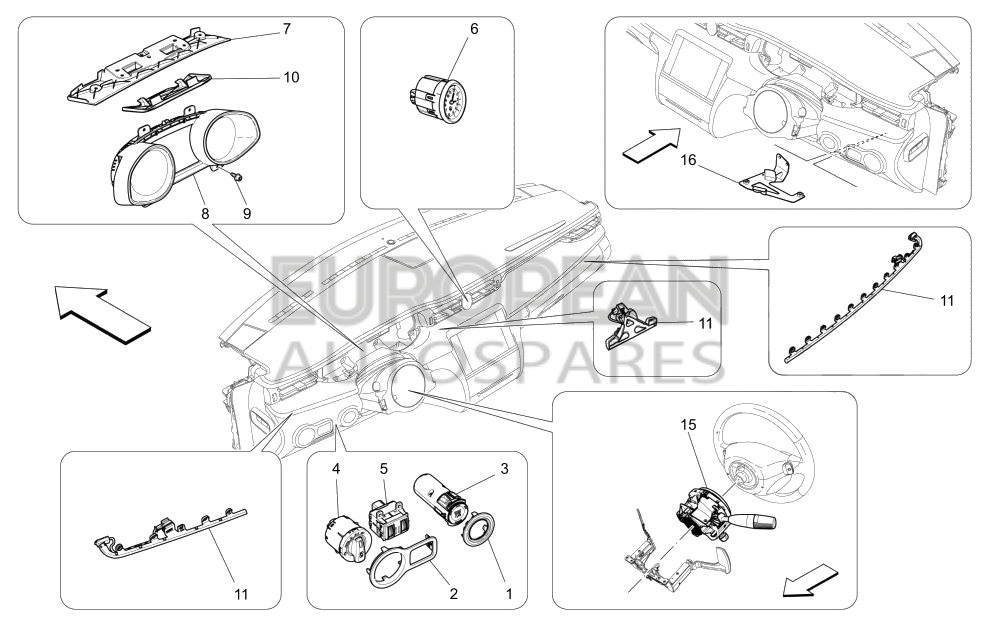 670037093-Maserati INSTRUMENT PANEL ASSEMBLY - INSTRUMENT PANELS IN KILOMETERS / EU CN US CD JP ME